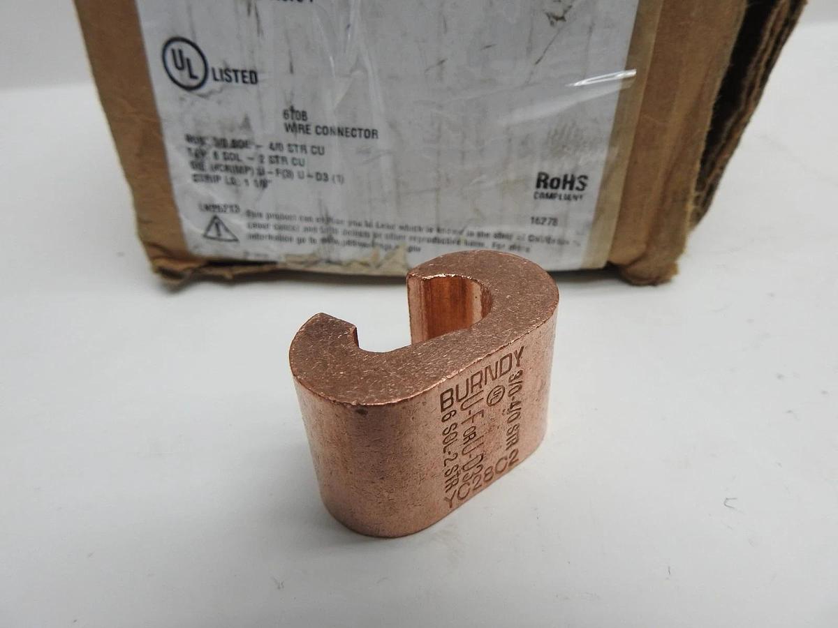 27 p/k - Burndy YC28C2 Copper Crimpit Connector, 3/0 Sol. - 4/0 Str - OEM NEW