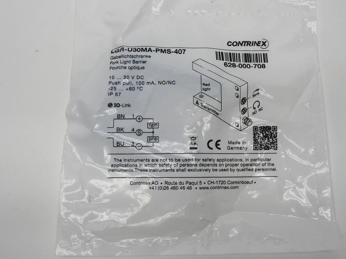 Contrinex LGR-U30MA-PMS-407 Fork Through Beam U 30 LED, Red 660nm - NEW!