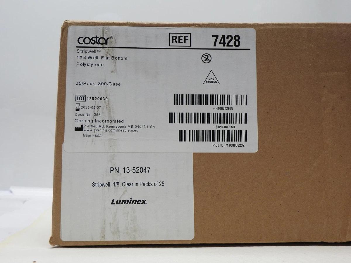 800/case - Costar 7428 Corning Stripwell 1x8 Well Flat Bottom, Polystyrene NEW