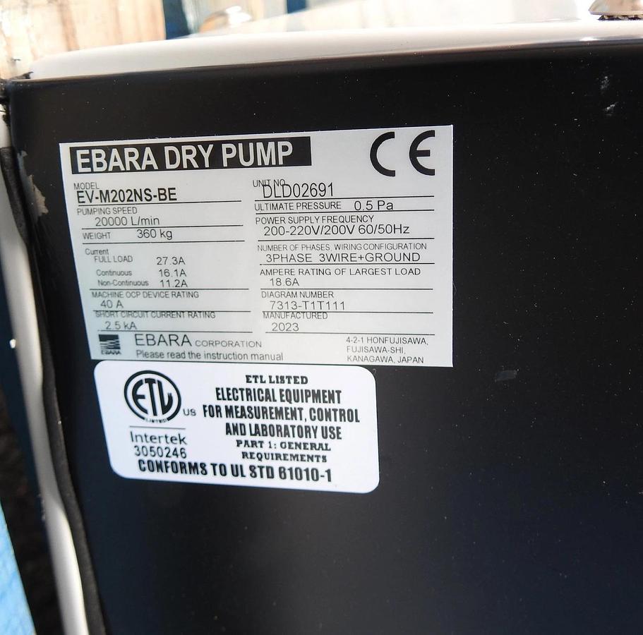 Ebara EV-M Series Dry Vacuum Pump EV-M202 20000 L/Min, 3Ph - NEW FREIGHT DAMAGES
