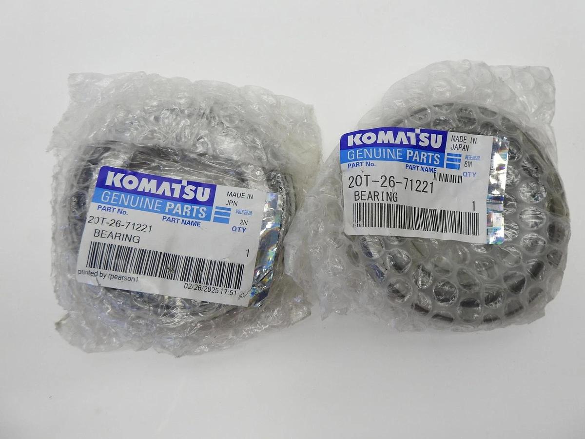 Lot of 2 - Genuine Komatsu 20T-26-71221 Excavator Bearing OEM NEW