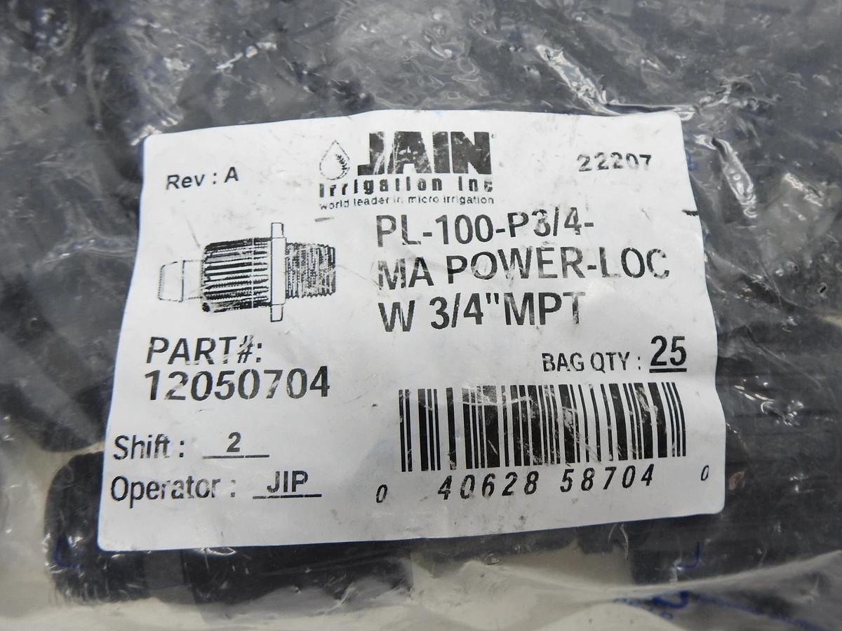 25/pk JAIN Irrigation PL-100-P3/4-MA POWER-LOC W 3/4"MPT