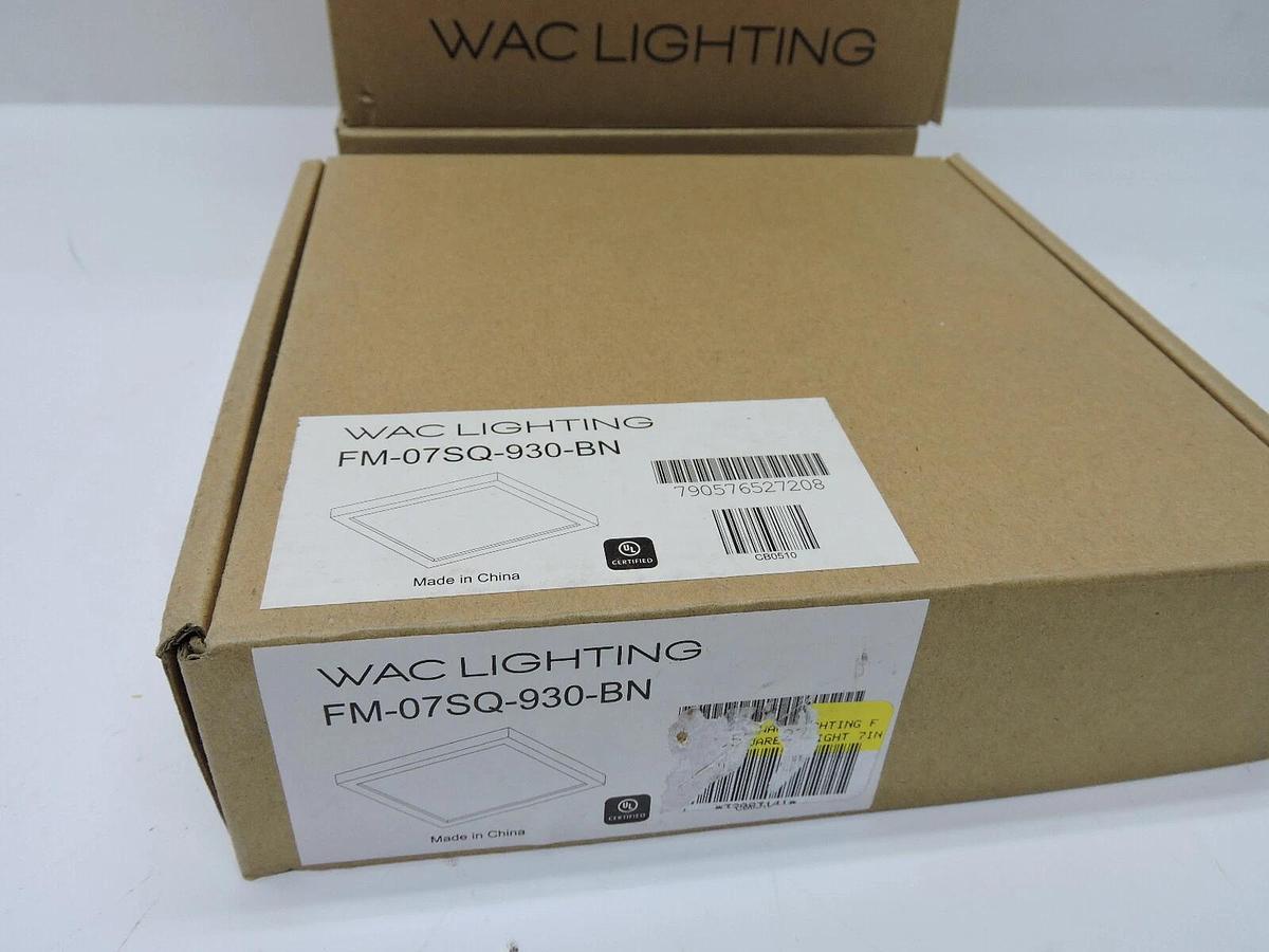 (x8) WAC Lighting SQ LED 7" Flush Mount 3000K, Brushed Nickel - FM-07SQ-930-BN