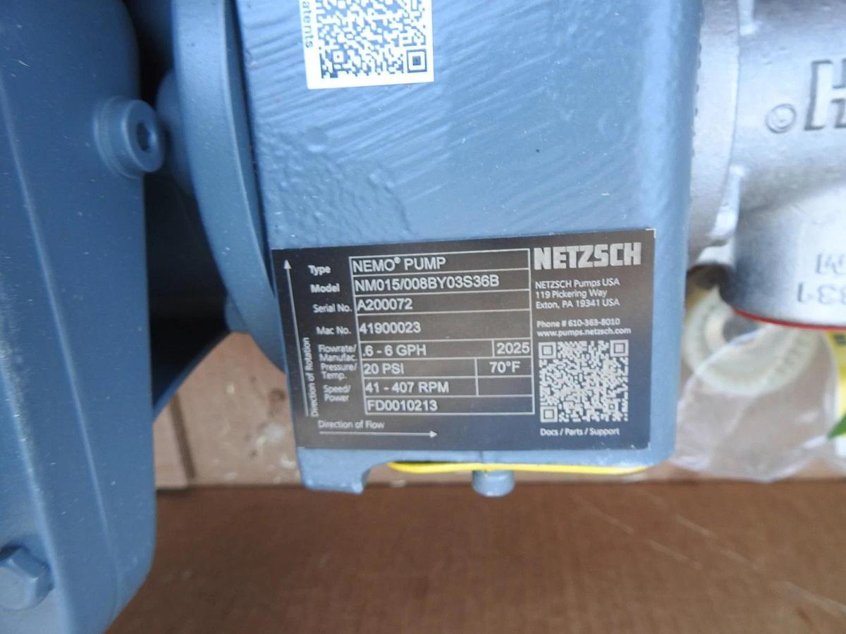 NETZSCH Type NM015 NM015/008BY03S36B NEMO PUMP .6-6 GPH 41900023 41-407 RPM- NEW