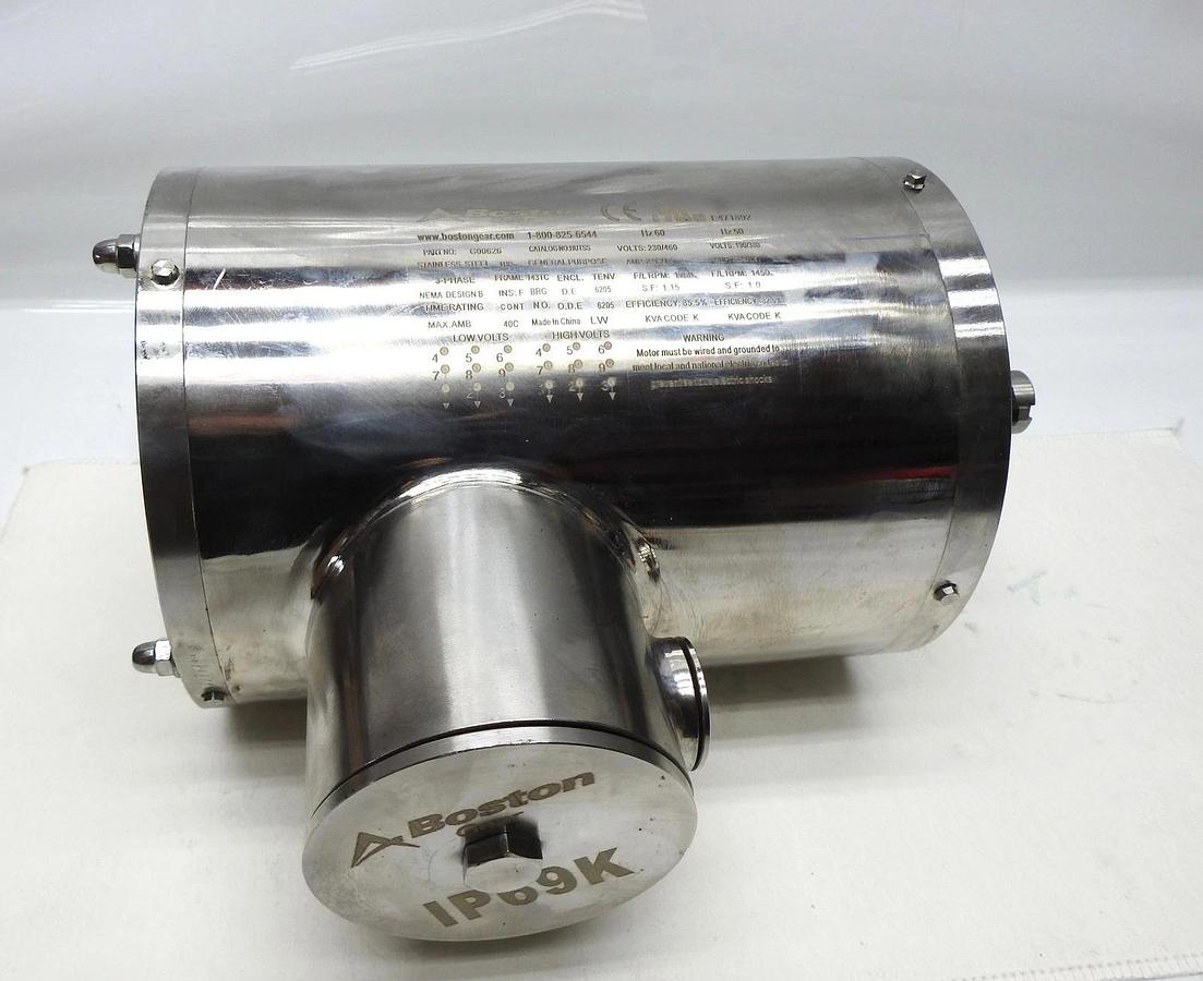 1 HP Boston Gear G00626 HUTCSS Stainless Steel Motor 143TC 208-230/460 1720 RPM