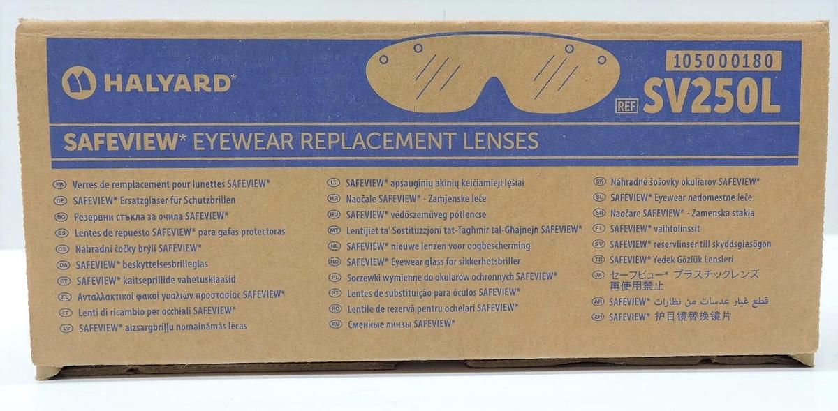 Halyard SV250L Safeview Eyewear Replacement Lenses - (25 Boxes of 10, 250 Total)