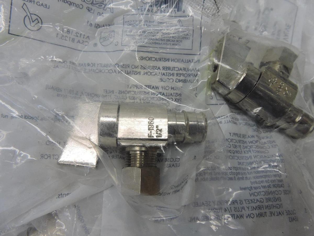 (22) - Aquaflo 3/8 x 1/2 in. Compression x F1807 Lever Angle Supply Stop Valve