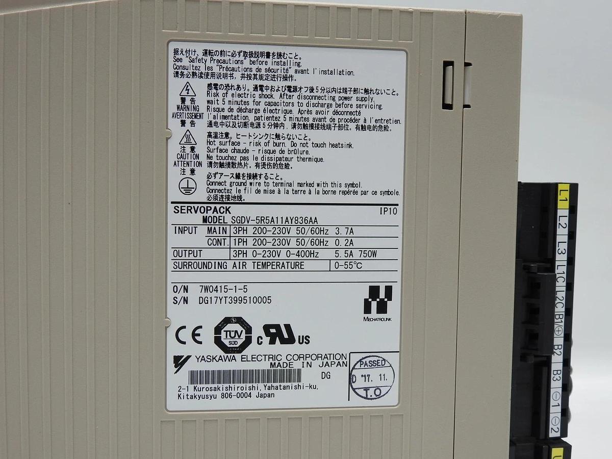 Yaskawa SGDV-5R5A11AY836AA ServoPack Servo Drive For M1, AMAT 0190-39409 NOB NEW