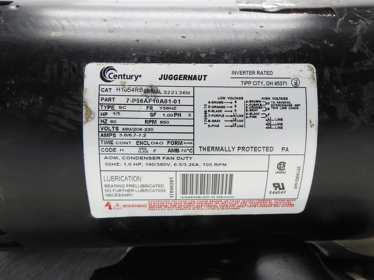 Century H1054RB Juggernaut Rigid 3 Phase 6-1/2" Diameter Condenser Fan Motor