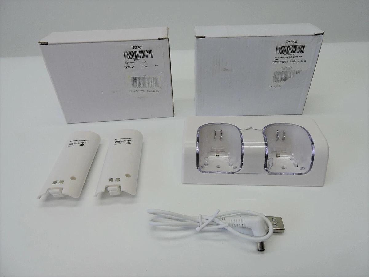 (2) - Dual Charger Charging Dock Station + 2 Battery For Wii / Wii U Controller