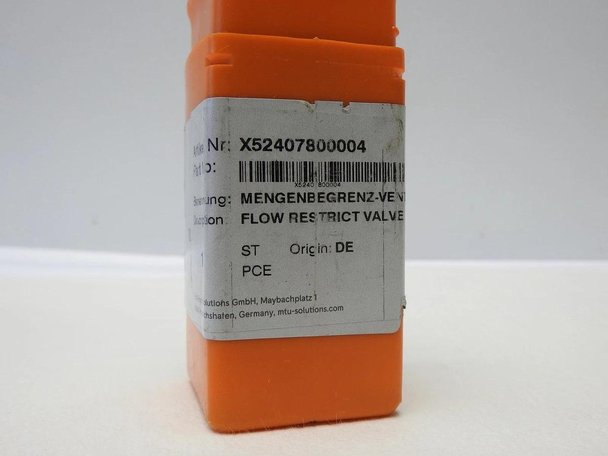 MTU Flow Restrictor Valve X52407800004 (Supersedes 0000787949) - OEM NEW!
