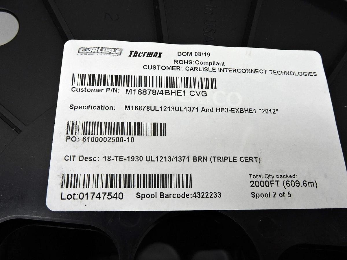 Carlisle Thermax 18-TE-1930 UL1213/1371 BRN (Triple Cert) M16878 - 2000' Spool