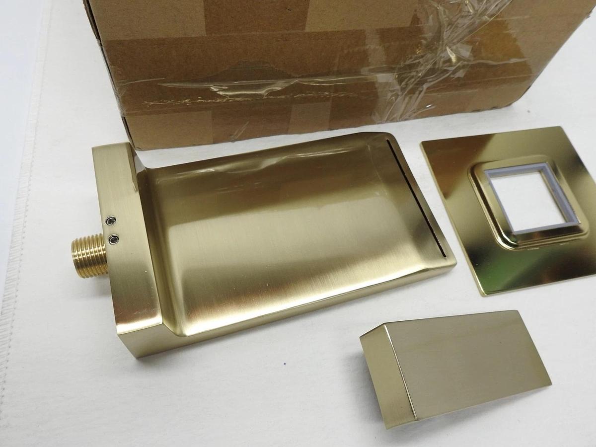 Weibath Waterfall Wall Mounted Bathroom Sink Faucet Single Handle Brushed Gold