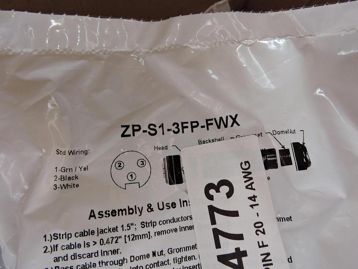 (x52) - ZP-S1-3FP-FWX 7/8in - 16 UN2 thread nut 3-pin ZIPport Wireable connector