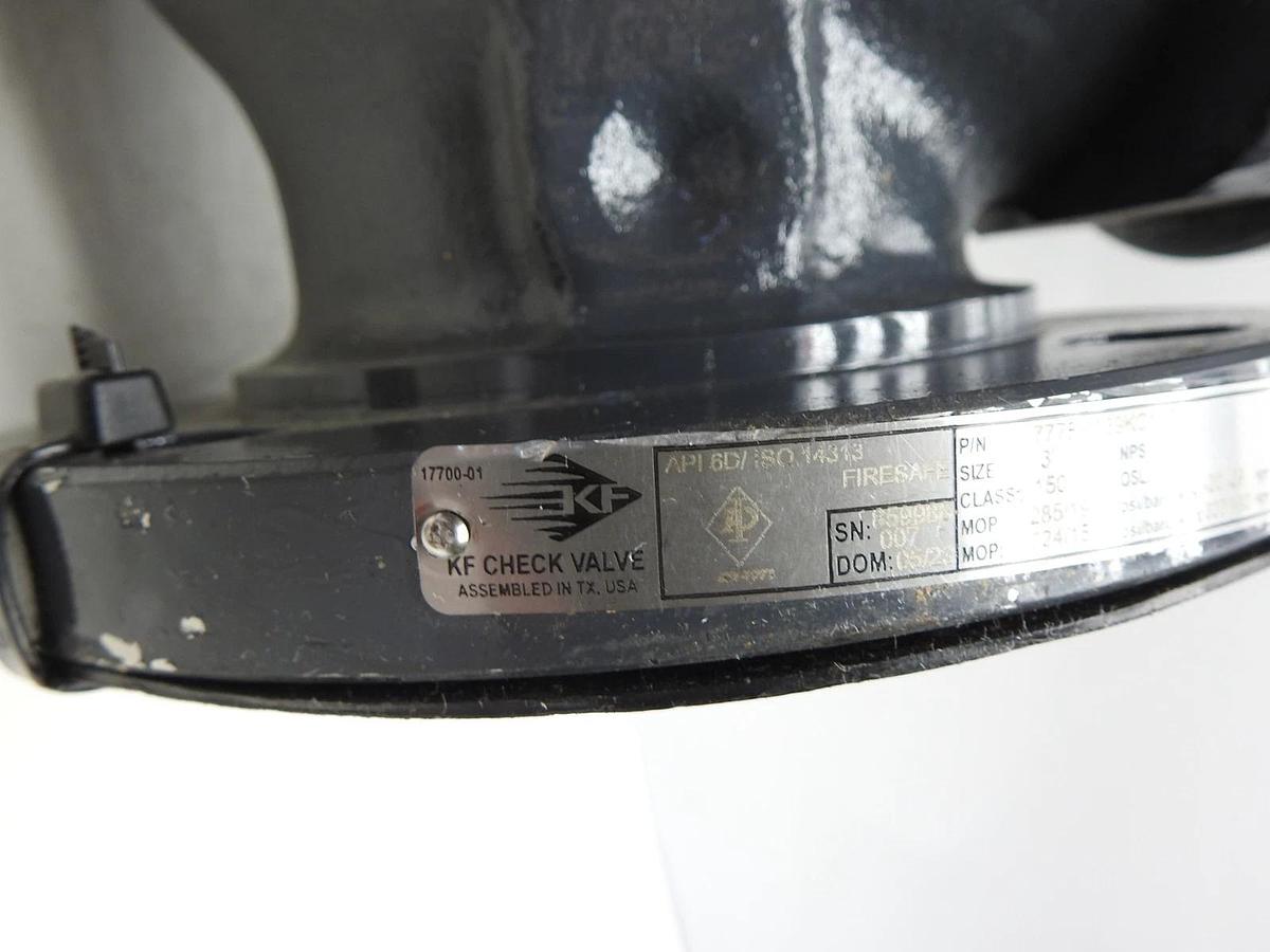 KF Check Valve 3" Swing Check Valve 7778-1139KC19G1 Class 150 Firesafe NEW!