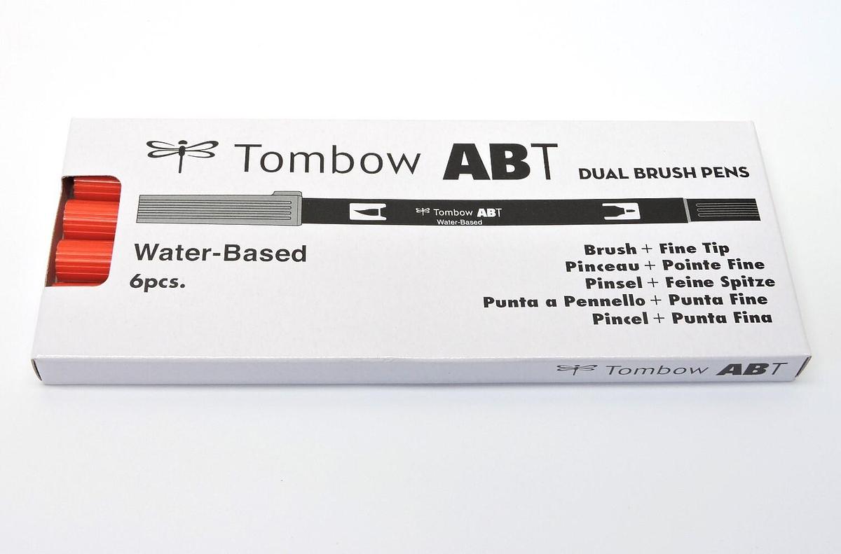 (Lot of 6) - Tombow 56603 Dual Brush Pen Art Marker, ABT 885 Warm Red - NEW!
