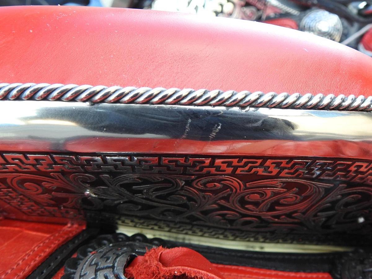 Alpha Cimarron Red Saddle Show Saddle FANCY Red/Black