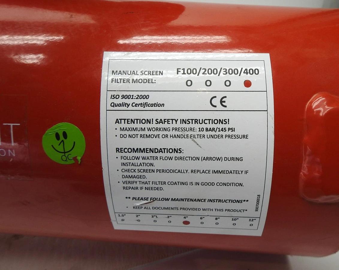 Toro Yamit 4" Manual Screen Filter Model F400 / 400 Agriculture Irrigation