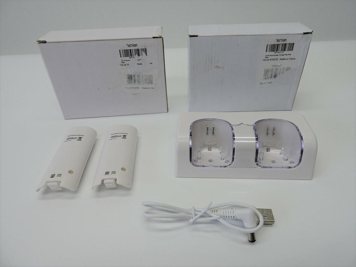 (2) - Dual Charger Charging Dock Station + 2 Battery For Wii / Wii U Controller