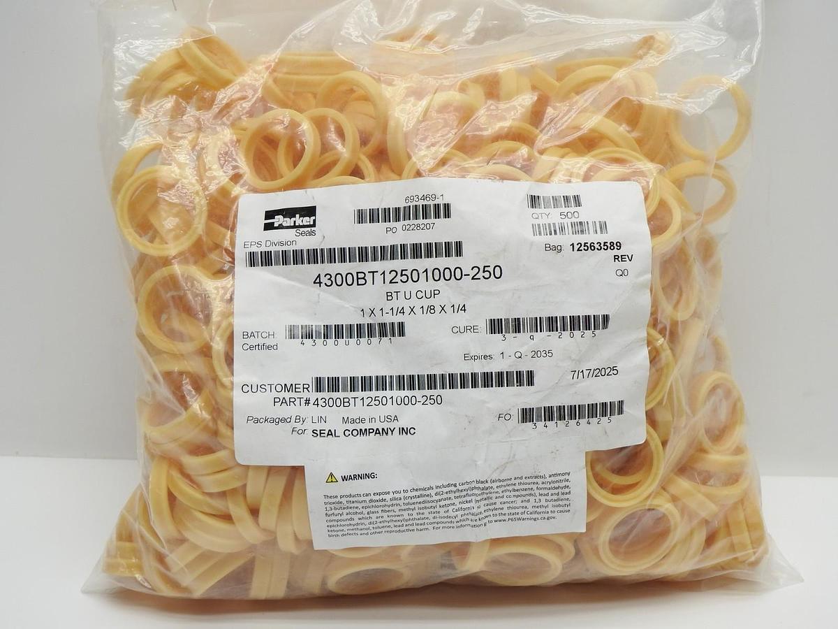 x500 Parker BT U CUP 4300BT12501000-250 Hydraulic Rod Seal 1 x 1-1/4 x 1/8 x 1/4