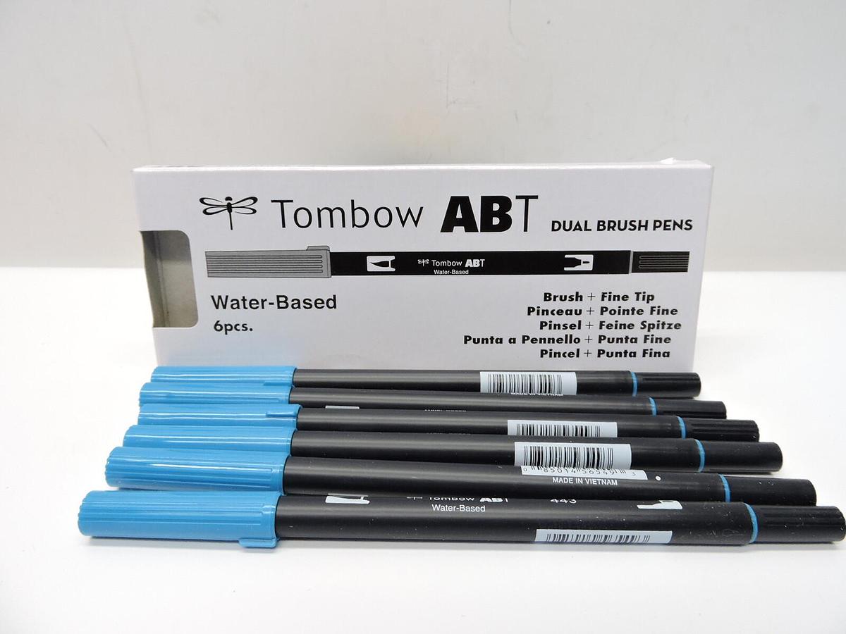 (Lot of 6) - Tombow 56549 Dual Brush Pen Art Marker, ABT 443 Turquoise NEW!