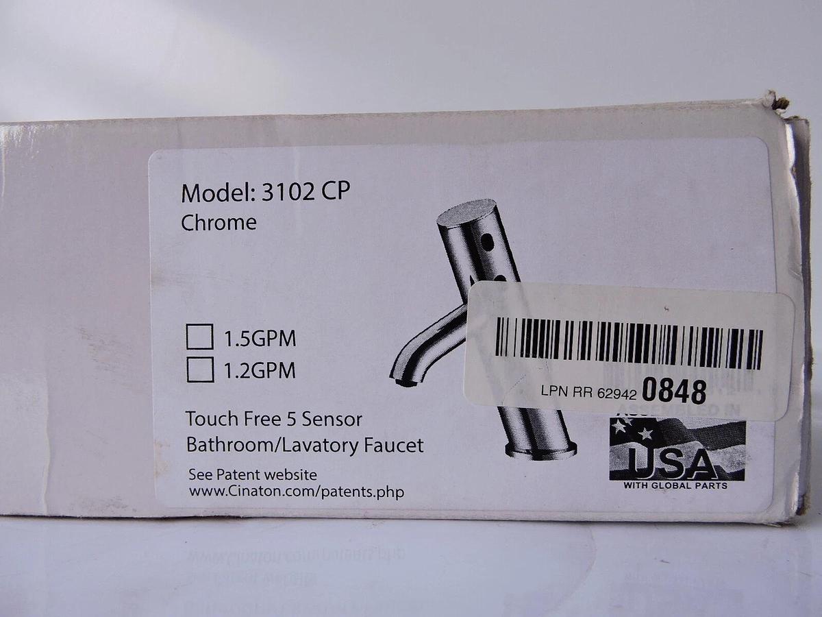 Cinaton 3102 CP Touch Free 5 Sensor Lavatory Isense Chrome Bathroom Faucet NEW!