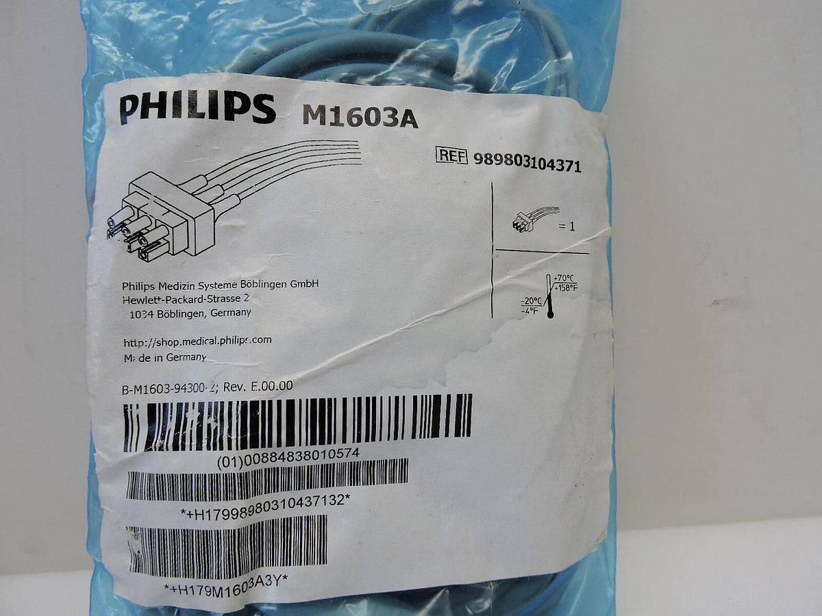 Philips M1603A ECG Leadwire Shielded 3 lead Grabbers safety AAMI 3-lead NEW