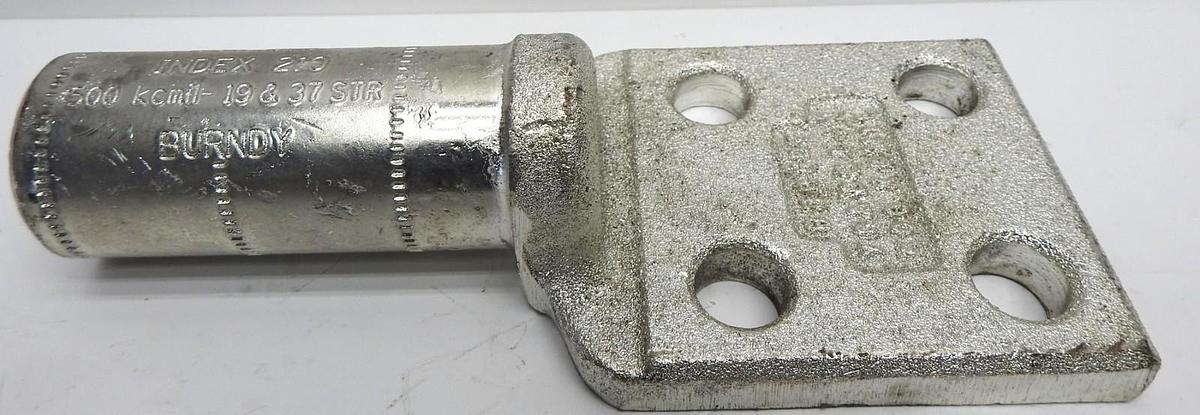 Burndy YCAB344N Cu Compression Lug 4-Hole 1/2" Stud 1-3/4" Spacing - OEM NEW!
