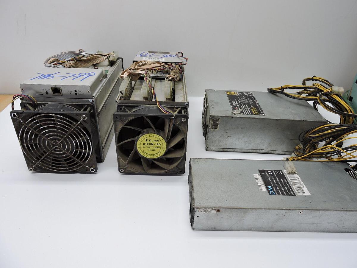 (Lot of 2) S9 Bit Miner Crypto Miners w/ power supplies - AS IS READ