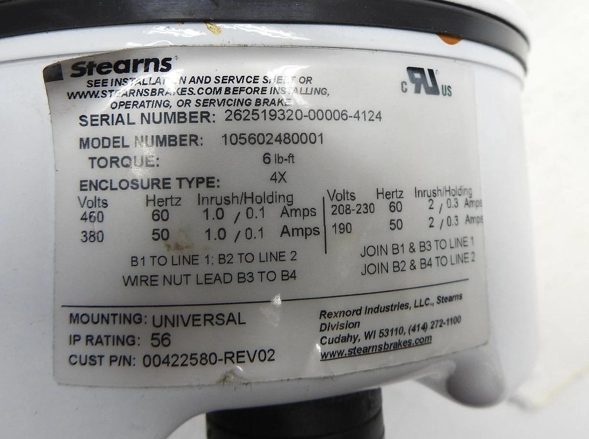 LEESON 119485.00 C6T17VC73A Brake Motor 1 HP, 3 Phase Stearns 105602480001 NEW