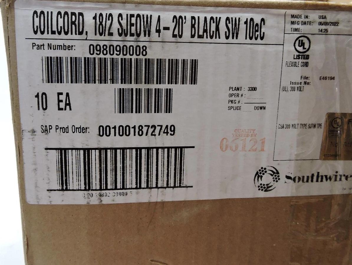 (10) Southwire 4 to 20', 18/2 Gauge/Conductors Extension Cord NEW!