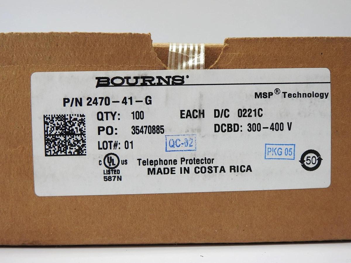 Box of 100 - Bourns 2470-41-G 5-Pin Gas Discharge Tube Protectors 2470 Series