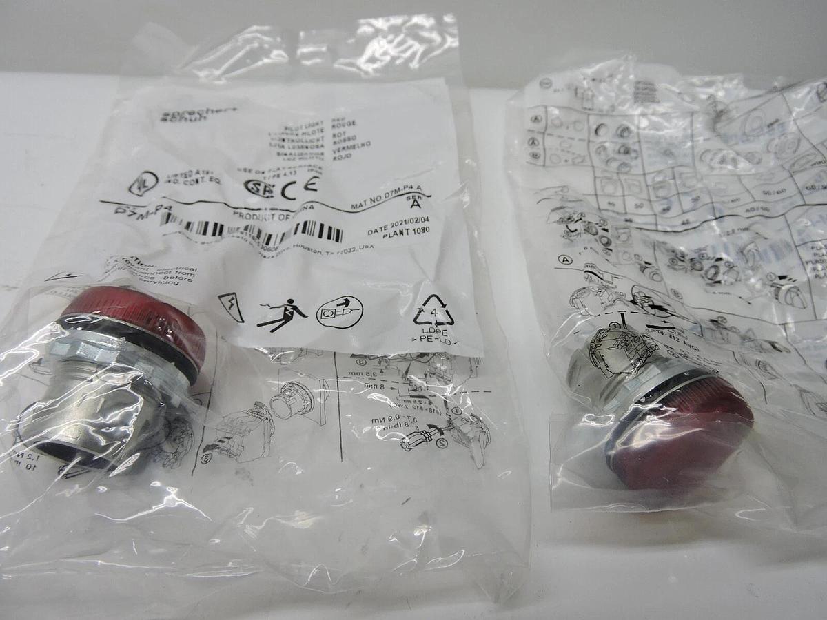 LOT OF 20 - Sprecher Schuh D7M-P4 Red Pilot Light - NEW