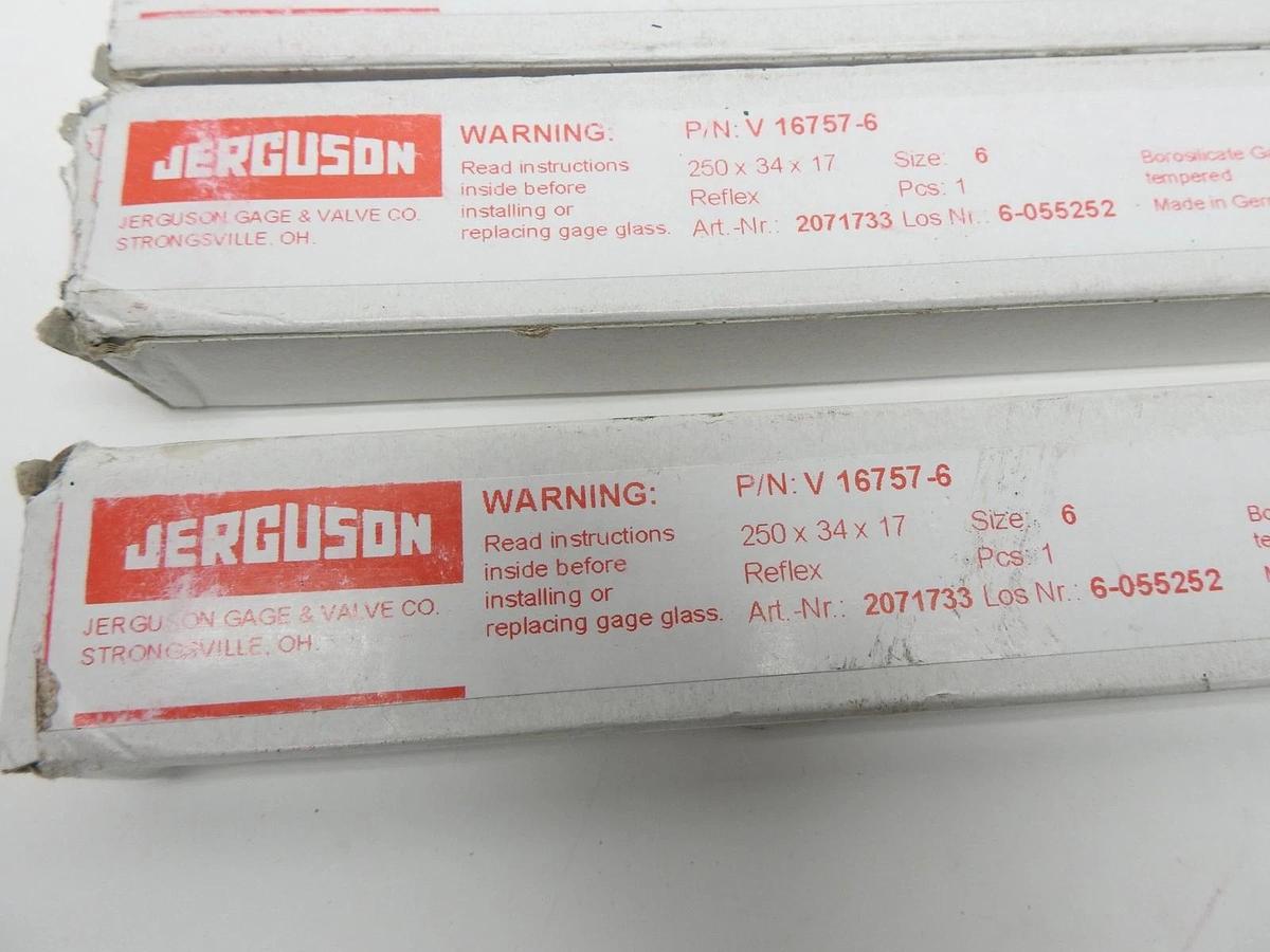 Lot of 6 - Jerguson V16757 6 (Tempered Borosilicate) Size 6 Reflex Glass V 16757