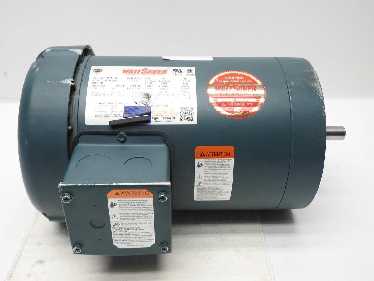 Leeson 116751.00 3-Phase General Purpose Motor, 2 Hp, 56C Frame, 230/460V Ac NEW