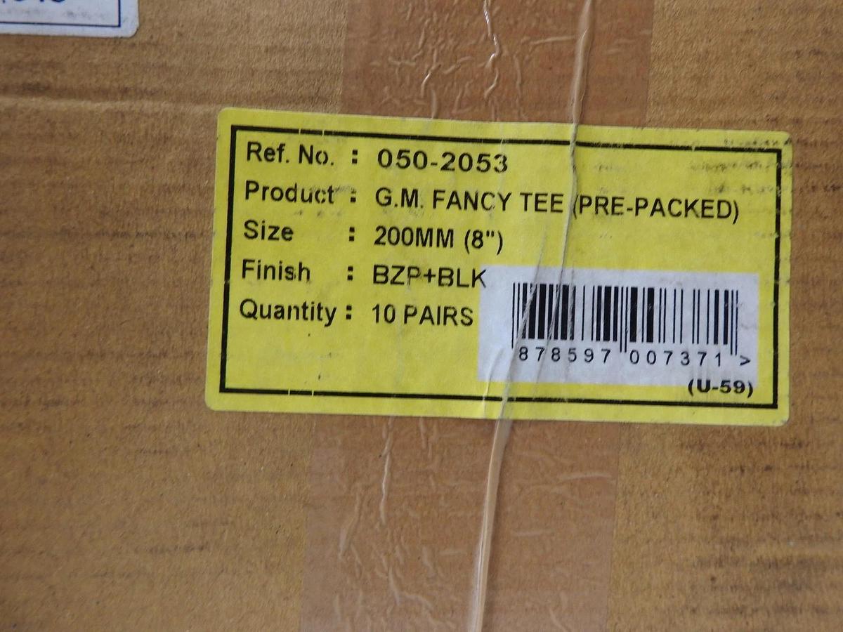 Abbey Gatepro 8" (203mm) Fancy Tee Hinges (10 PAIRS) 050-205-3, 0502053 Black