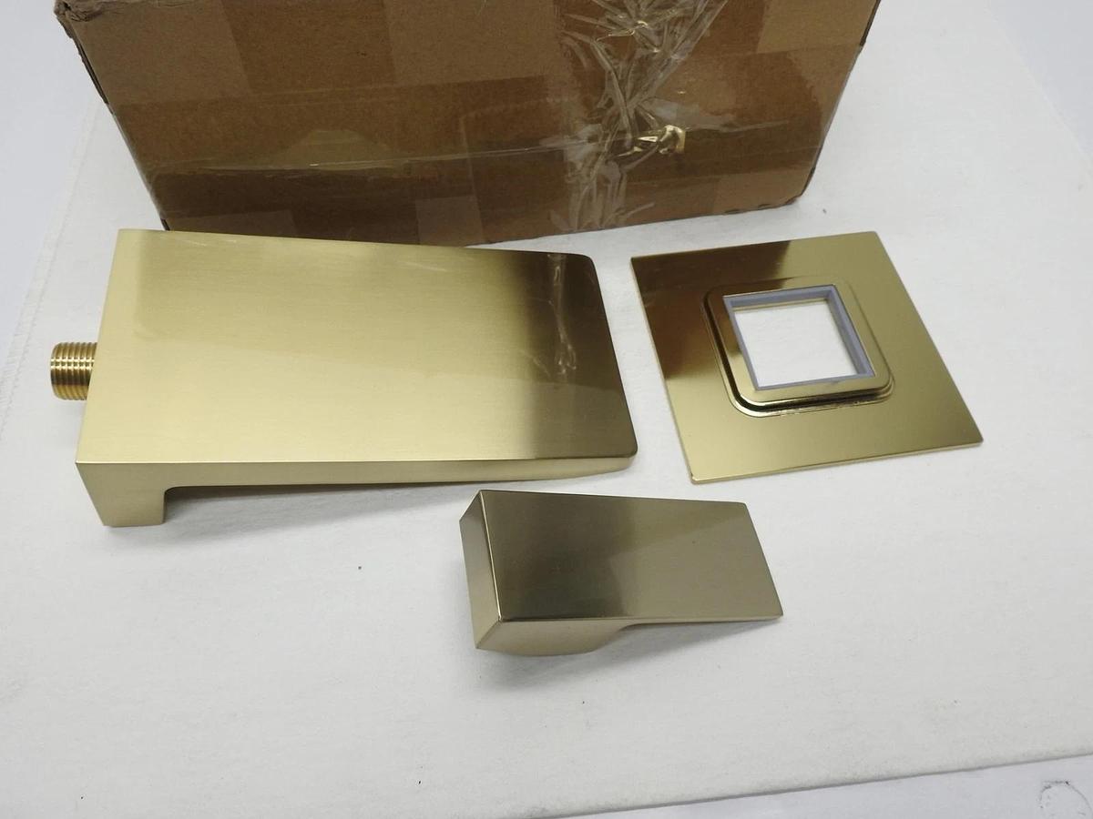 Weibath Waterfall Wall Mounted Bathroom Sink Faucet Single Handle Brushed Gold