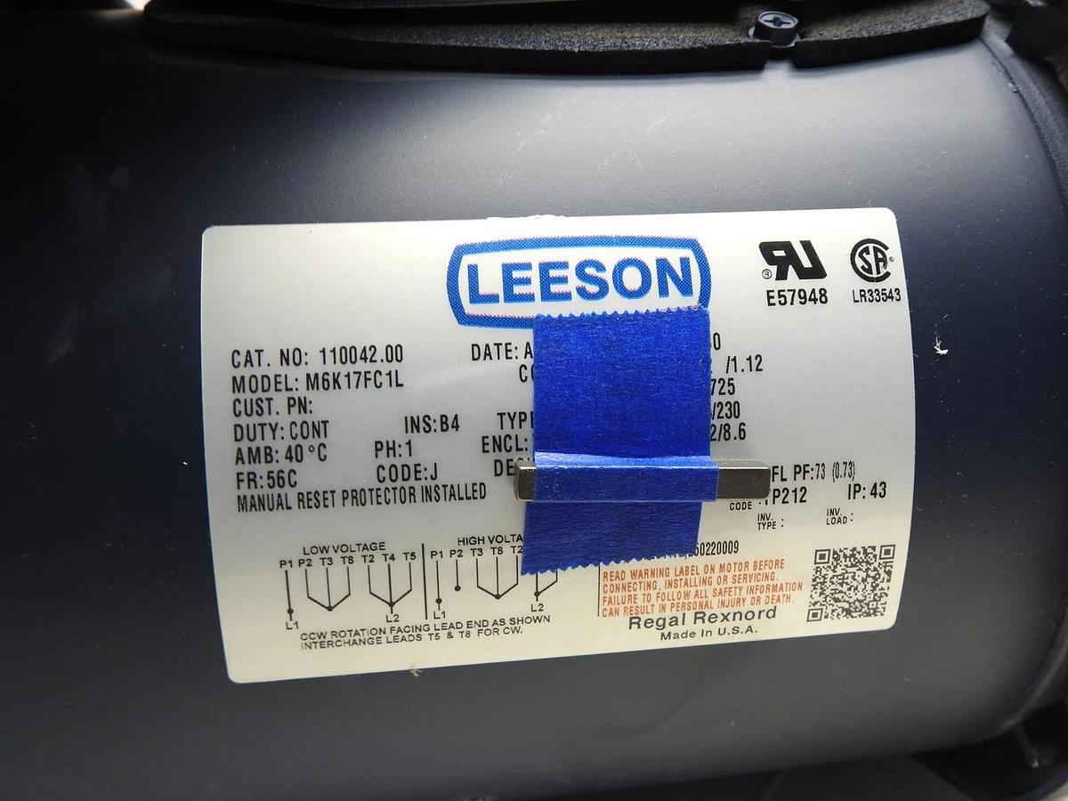 Leeson M6K17FC1L 110042.00 AC Motor 56c 1ph 1-1/2hp 1725rpm 115/208-230v-AC NOB