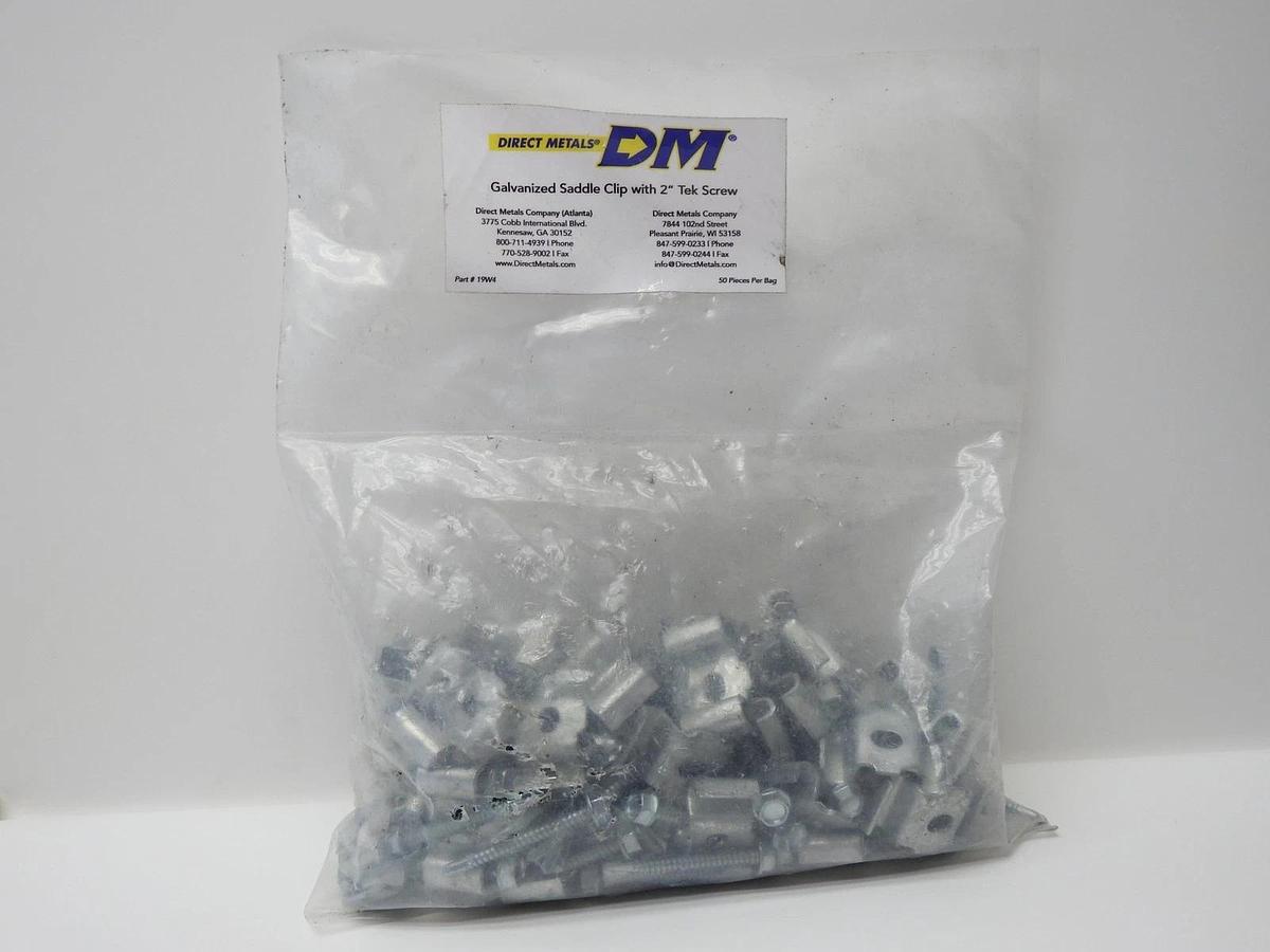 Direct Metals DM Galvanized Saddle Clip with 2" Tek Screw #19W4 (Bag of 50)