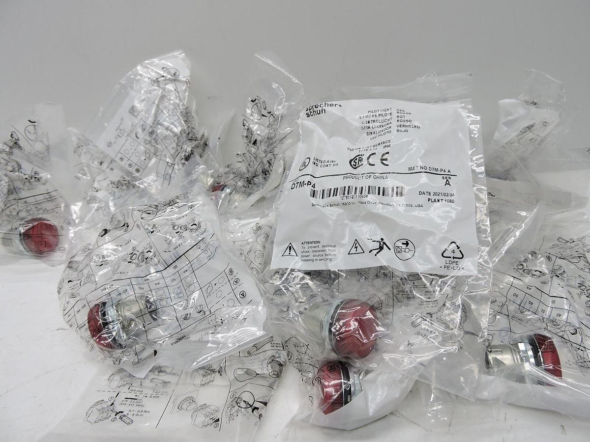 LOT OF 20 - Sprecher Schuh D7M-P4 Red Pilot Light - NEW