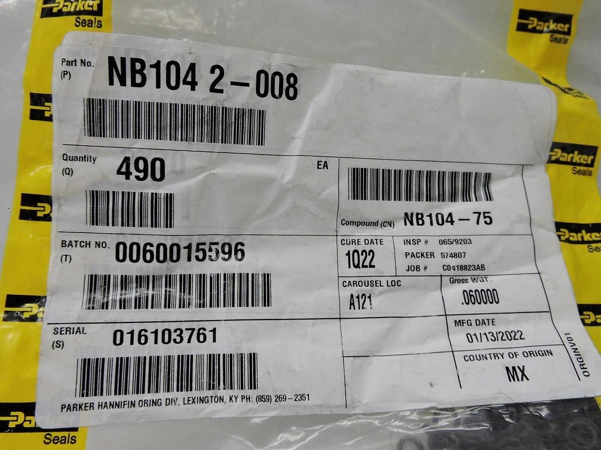 Parker NB104 2-008 O-Rings NB104-75 (Pack of 490)
