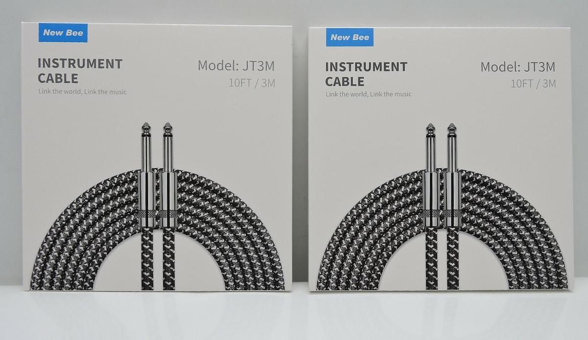 x2 Guitar Cable 10 ft New bee Electric Instrument Cable Bass AMP Cord 1/4 Straig