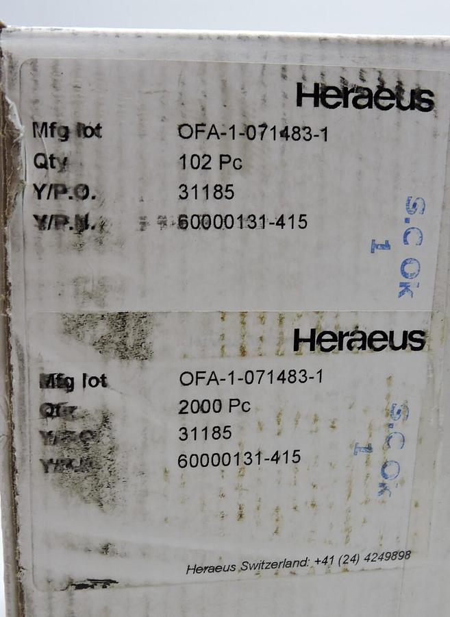 Heraeus Medical OFA-1-071483-1 60000131-415 (2102 pieces)