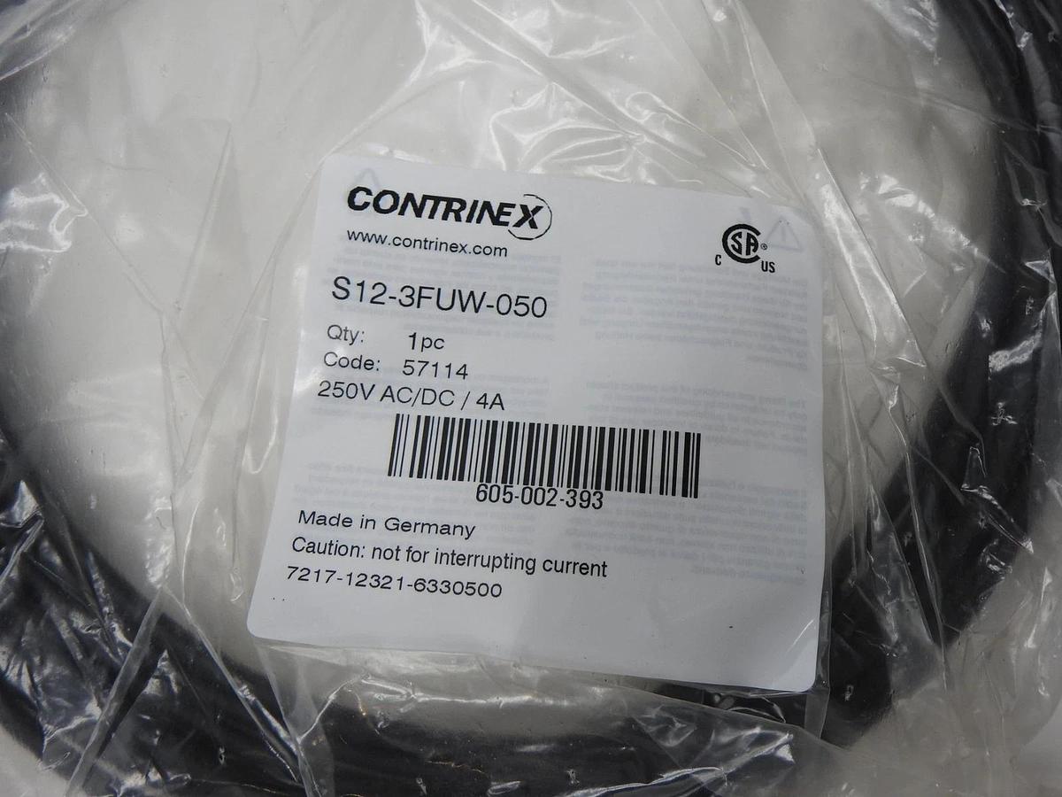Lot of 10 - Contrinex S12-3FUW-050 Sensor Connection 3-Pole, Right Angle, PUR 5M