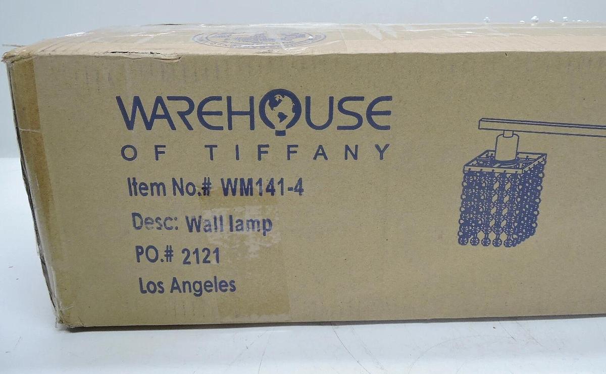 Warehouse of Tiffany WM141/4 Frindin Chrome 4 Vanity Lighting w/ Crystal Shades