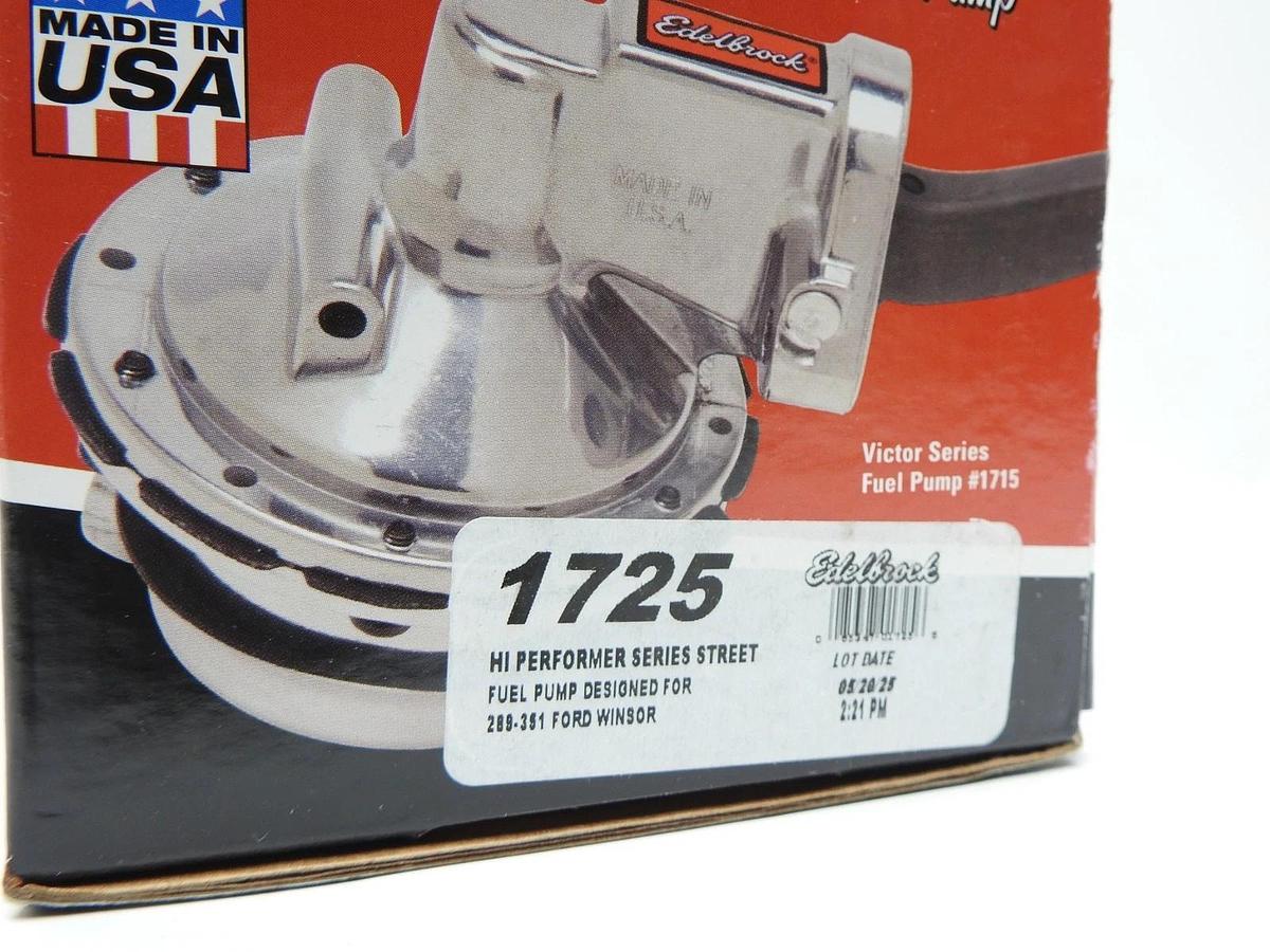 OEM Edelbrock 1725 Performer Series Street Mech. Fuel Pump for Ford/Mercury NEW