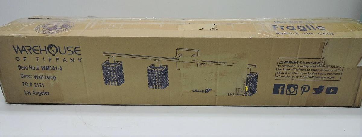 Warehouse of Tiffany WM141/4 Frindin Chrome 4 Vanity Lighting w/ Crystal Shades