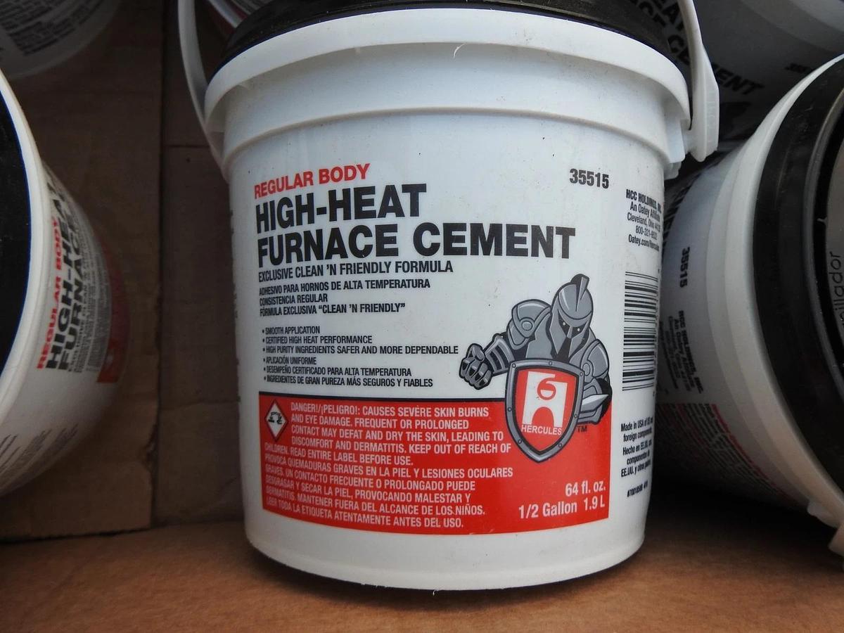 Lot of 6 - Hercules 35515 Furnace/Stove Cement, High Temp, 1/2 Gal