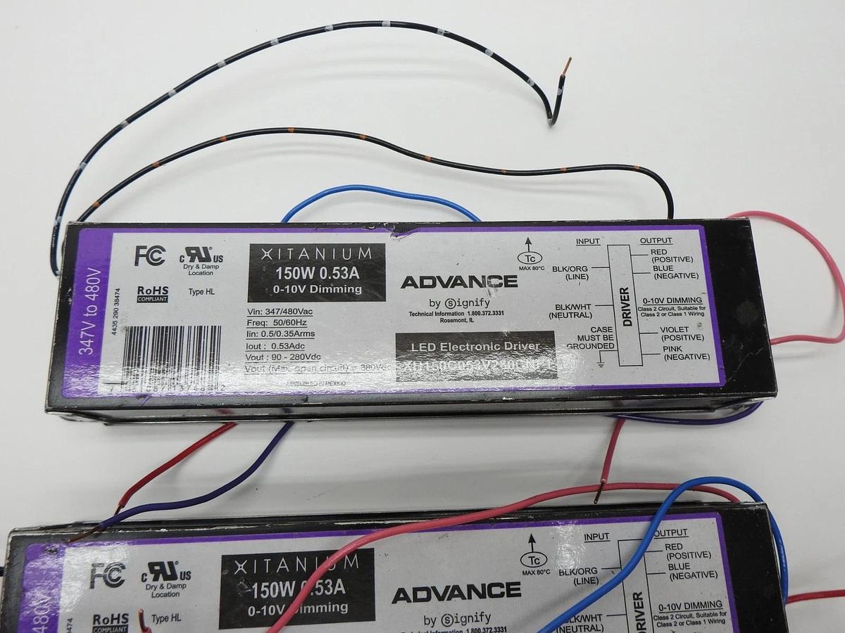 Lot of 5 - XH150C053V280CNF1 Advance Xitanium LED Driver - 150W 530mA 347-480V