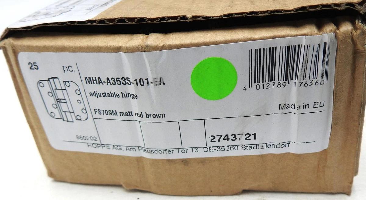 HOPPE F8709M / F8709 Adjustable Hinge Matt Red Brown MHA-A3535 (25/Box) - NEW!
